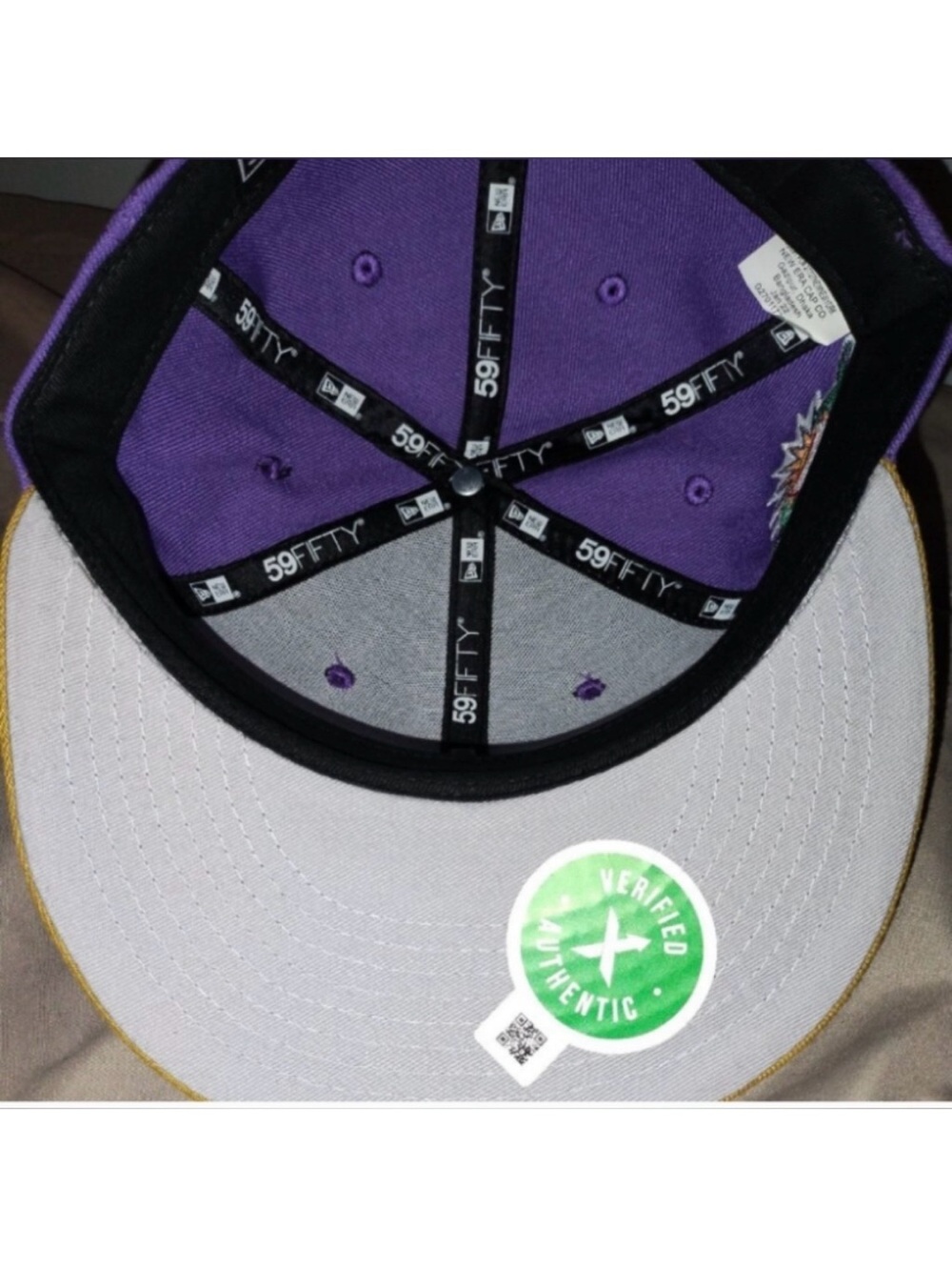 Supreme Hat Purple + Gold New Era Two-Tone Box Logo Fitted Cap SS22 NWT 7 1/4 - Picture 9 of 14